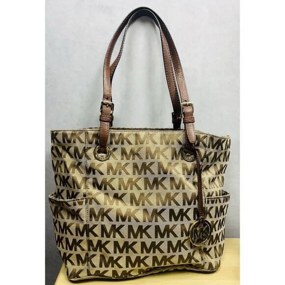 Michael Kors Khaki Signature Canvas Double Handles Tote Bag - Picture 2 of 16